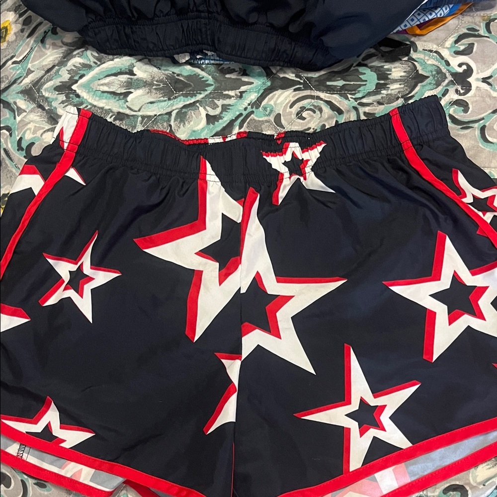Xersion Black and Red Star Athletic Shorts